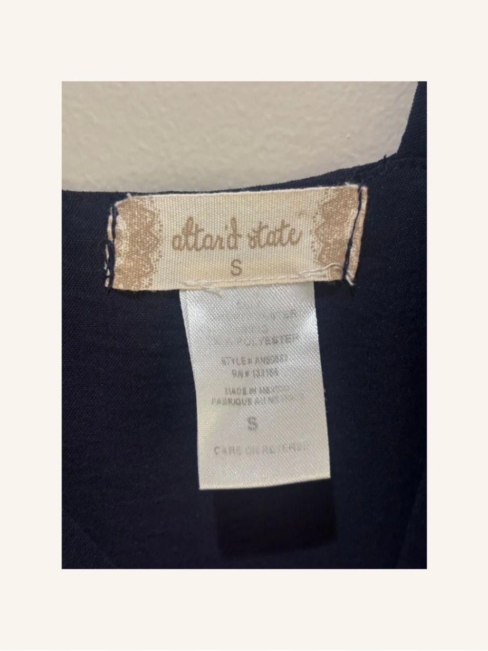 Altar’d State Navy Faux Wrap Ruffle Hem Mini Dress Size Small Adjustable Straps - Picture 7 of 7